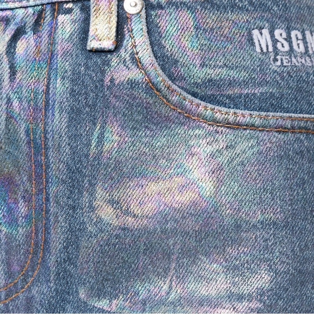 MSGM Blue Straight Leg High-Waisted Jeans - Picture 7 of 9